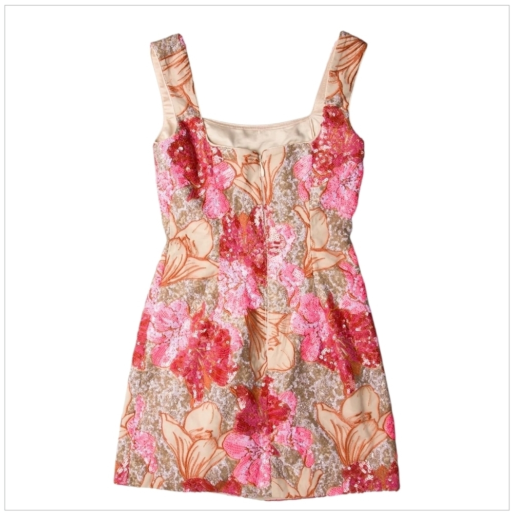 NWT Muse by Marchesa Romy Floral Sequin A-Line Mini Dress Sz 14 Pink Orange - Picture 4 of 15